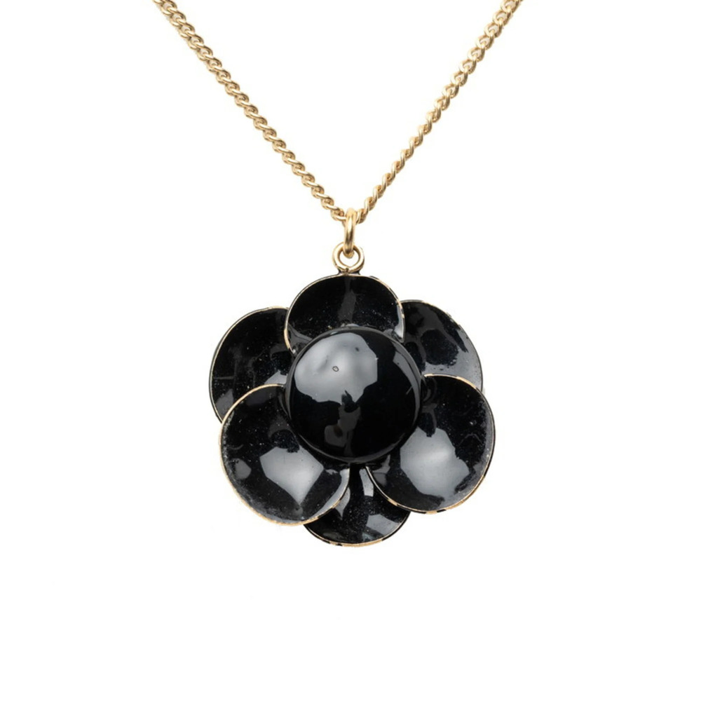 CHANEL Black Logo Necklace